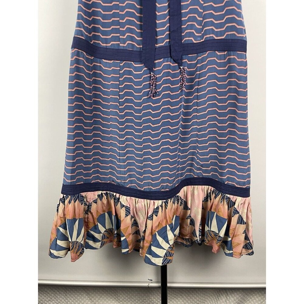 Plenty Tracy Reese Multicolor Boho Strapless 100% Silk Ruffle Hemβ Dress Size 4 - Picture 6 of 8